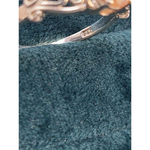 Sterling Silver Strawberry Quartz Ring Size 8 Ornate Filigree Band Oval Gemstone - Picture 6 of 6